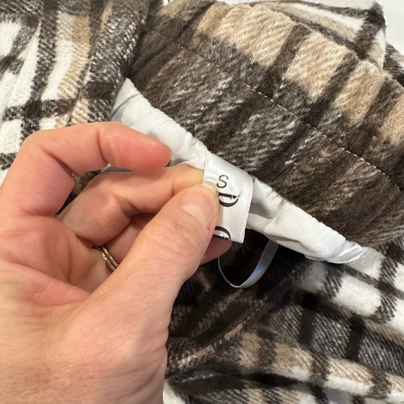 Plaid A-Line Skirt - Brown and Cream - Picture 6 of 8